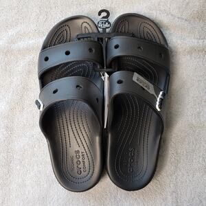 Crocs Sandals Mens 11 Black Classic Comfort Slides Summercore Coastalcore